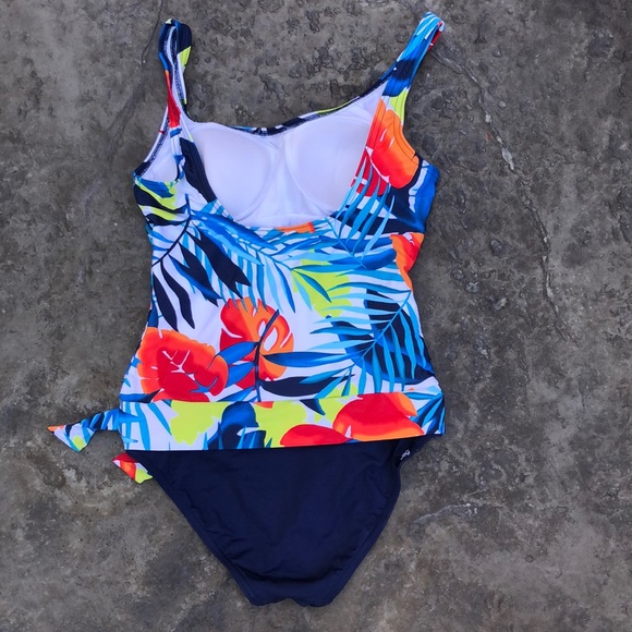 JAG one piece Suit Navy And white Floral Sz M - Picture 4 of 8